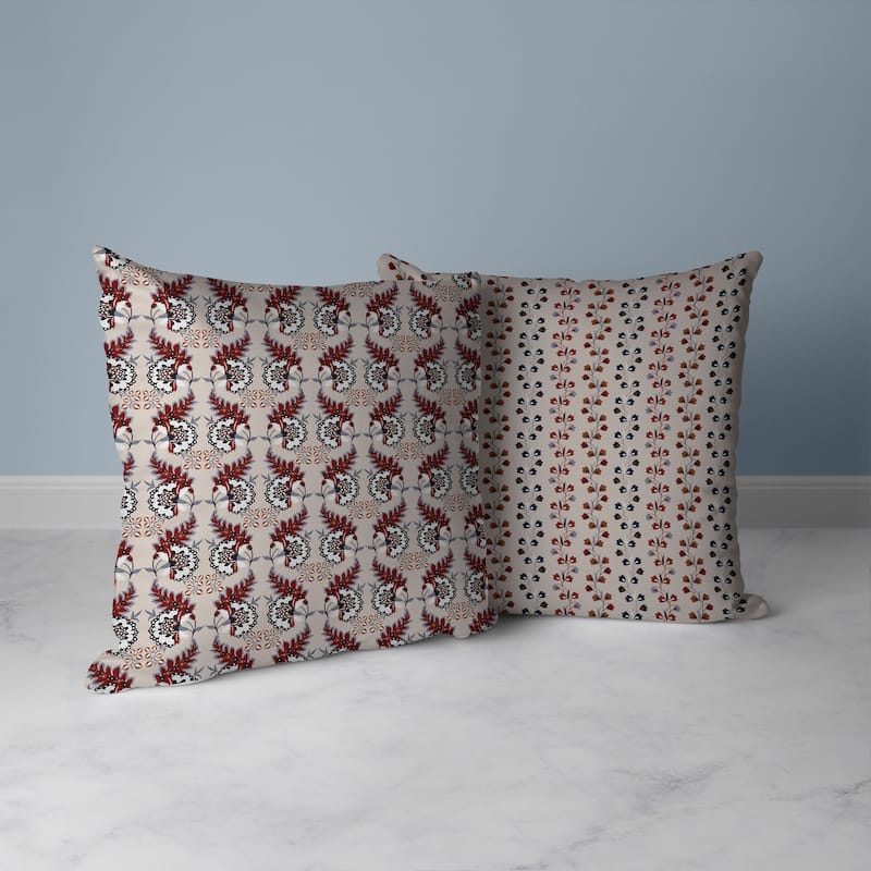 Botanical Bouquet Faux Suede Reversible Throw Pillow Orange and Gray