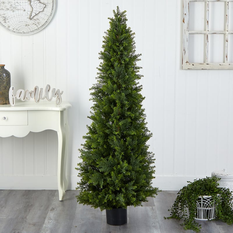 Vintage Cone Topiary Tree - 5.5Ft Artificial Victorian Tree Indoor Outdoor Decor - Green - 41-50 Inches