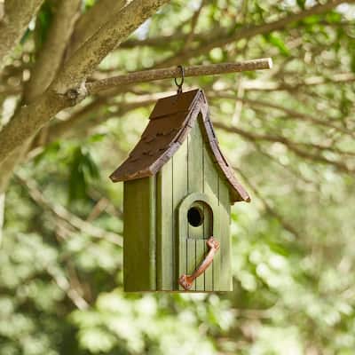 Glitzhome 11.75"H Wooden Hand Painted Distressed Birdhouse