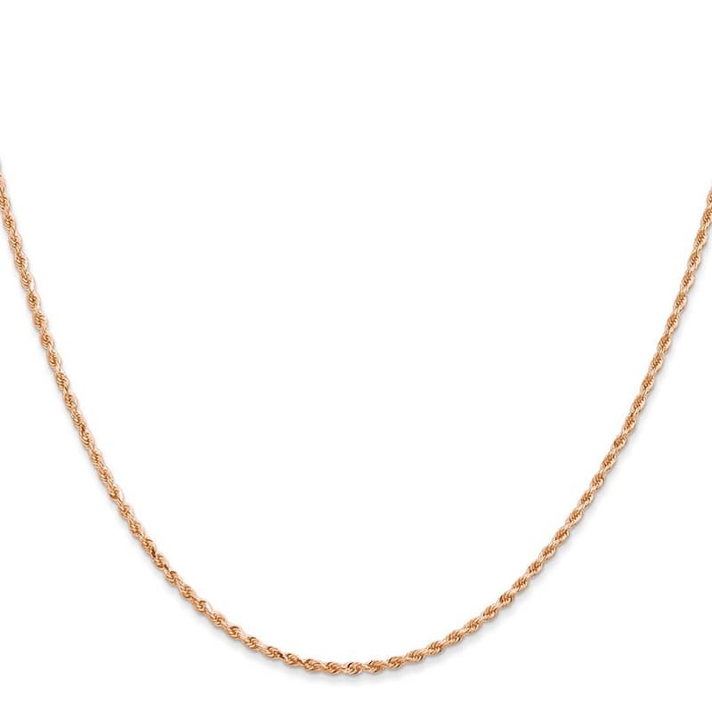 Curata 14k Rose Gold 1.50mm Sparkle Cut Rope With Lobster Clasp Chain Bracelet