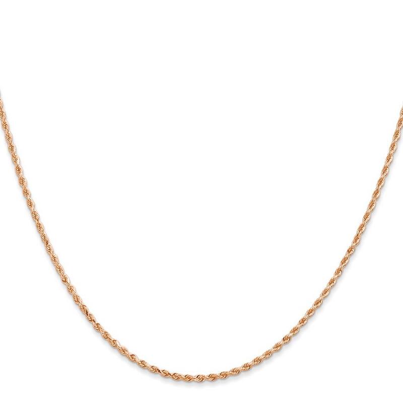 Curata 14k Rose Gold Solid 1.5mm D/C Rope Chain Necklace Options: 16 18