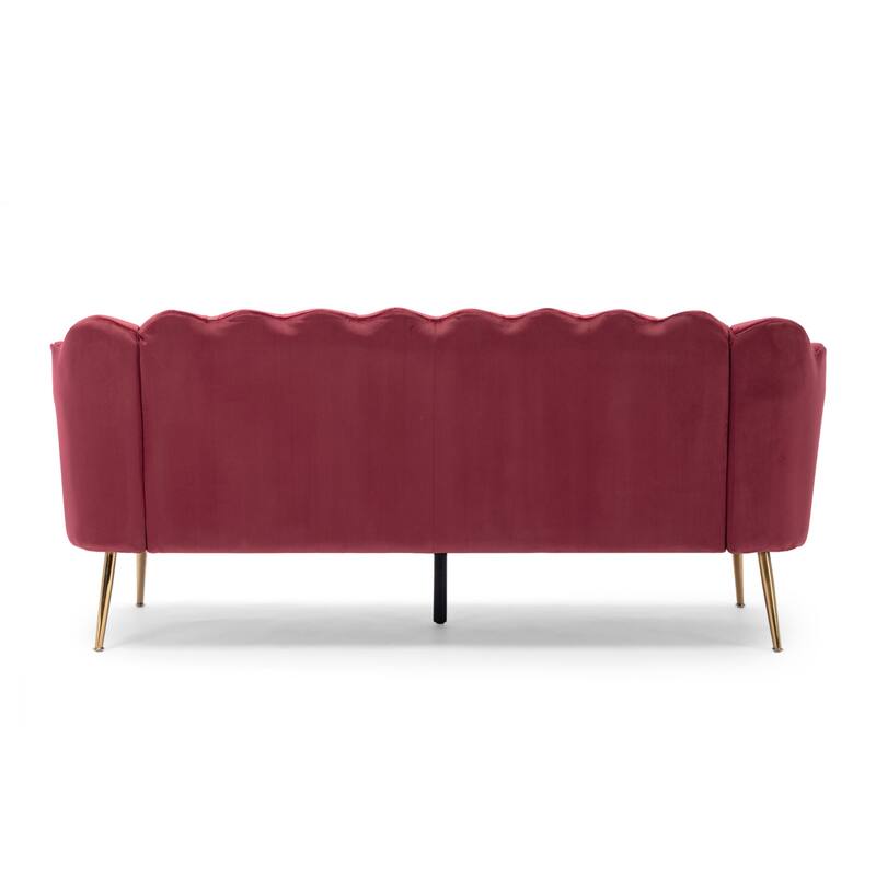 Reitz Glam Velvet Shell 3 Seater Sofa by Christopher Knight Home - 76.25" L x 29.25" W x 33.50" H