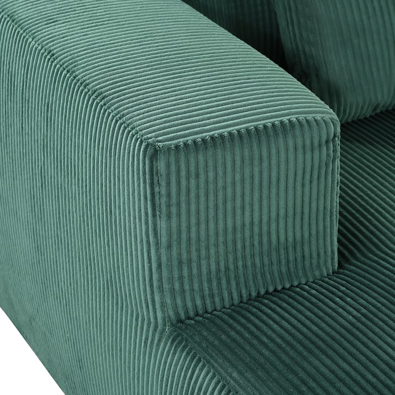 86.6" Oversized Double Chaise Lounge Sofa Chair, Modern Sectional Cloud Couch, Corduroy Upholstered Floor Loveseat Sleeper Bed