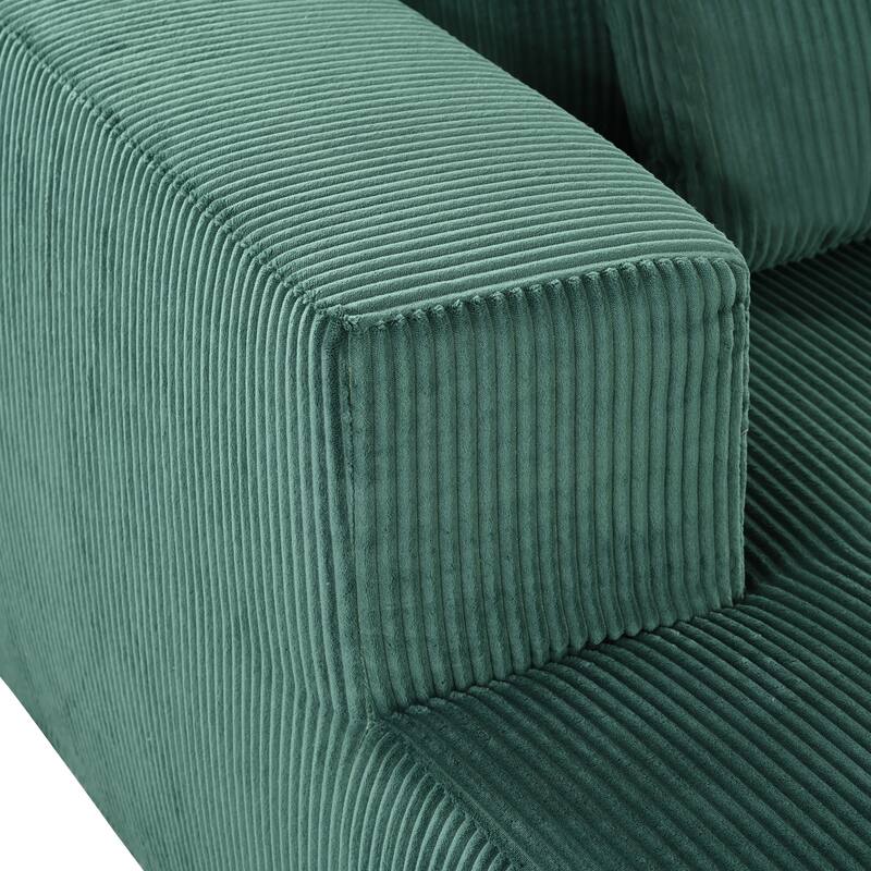 Oversized Double Chaise Lounge Sofa, Comfy Full-Compressed Sleeper Sofa Bed, Corduroy Upholstered Sofa Bed with 2 Pillows