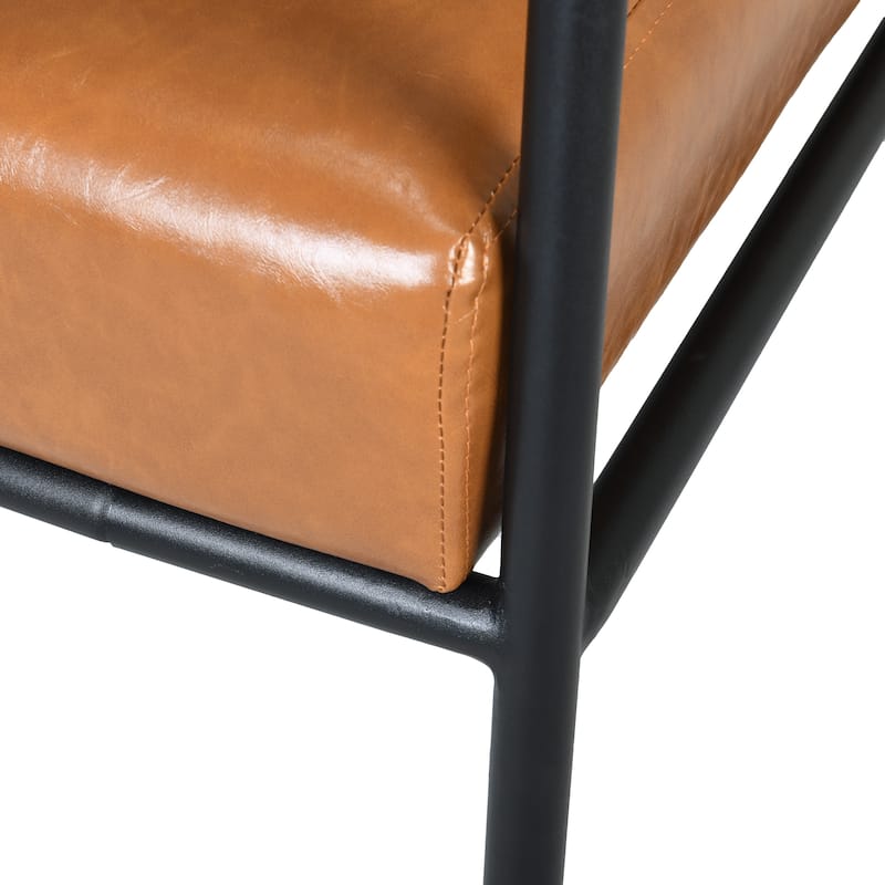 Industrial Style PU Leather Accent Chair,Living Room Metal Armchair