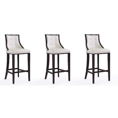 Manhattan Comfort Fifth Avenue 45 in. Walnut Beech Wood Bar Stool (Set of 3)