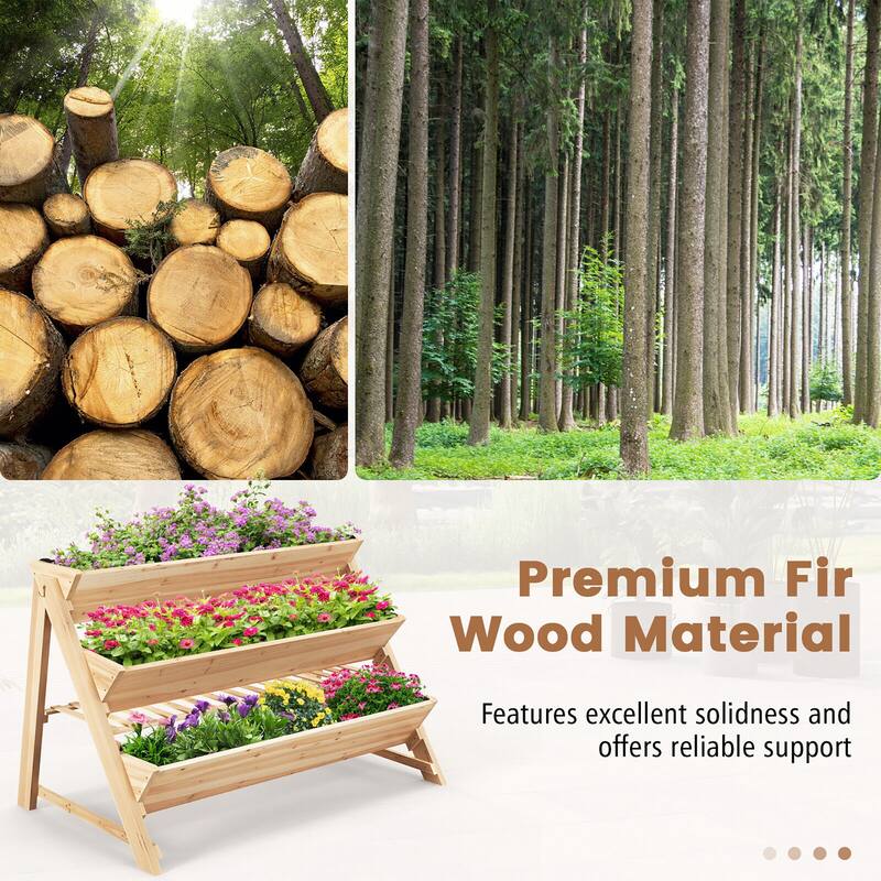 Gymax 3-tier Raised Garden Bed w/2 Side Hooks Storage Shelf Garden