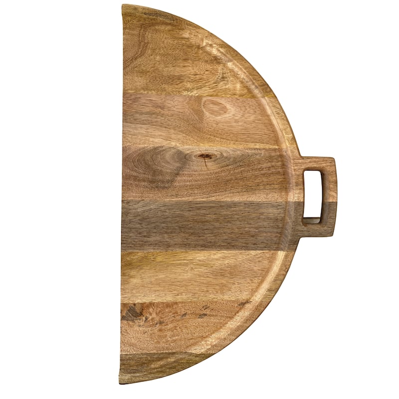 Mango Wood and Stainless Steel Folding Cheese and Serving Board - 26.0"L x 23.5"W x 1.0"H