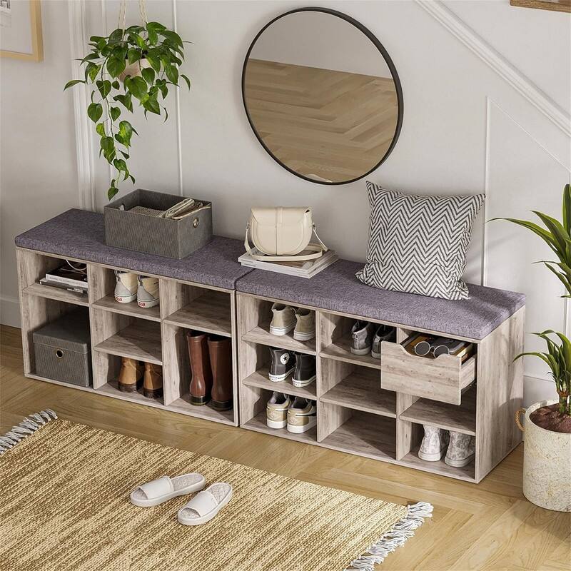 9 Cubbies Shoe Organizer for Entryway - 11.8"D x 31.5"W x 18.9"H