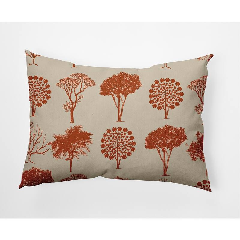 Field of Trees Fall Indoor/Outdoor Throw Pillow - 14" x 20" - Taupe-Sienna