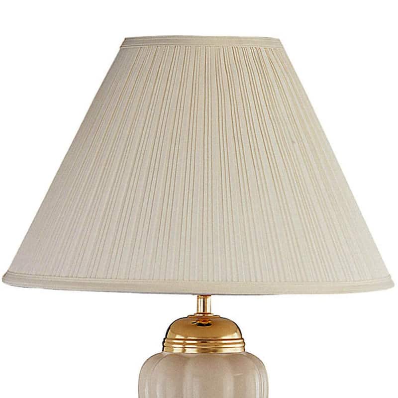 27" Tall Ceramic Table Lamp, Urn-Shaped with Ivory finish, Linen Shade