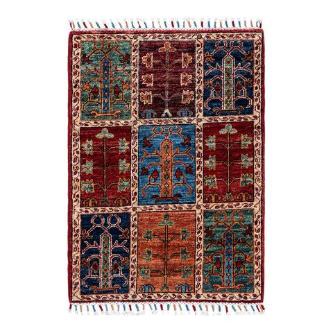 Hand Knotted Bohemian Tribal Wool Area Rug - 2' 1" x 2' 11"