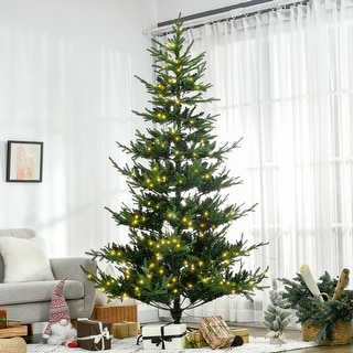 HOMCOM 8' Prelit Artificial Christmas Tree with Warm White LED lights - Green - 8 Foot