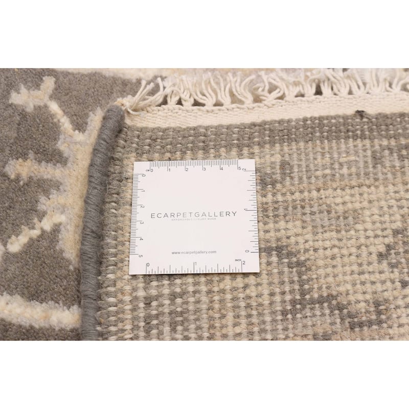 ECARPETGALLERY Hand-knotted Royal Oushak Dark Grey Wool Rug - 2'7 x 9'4