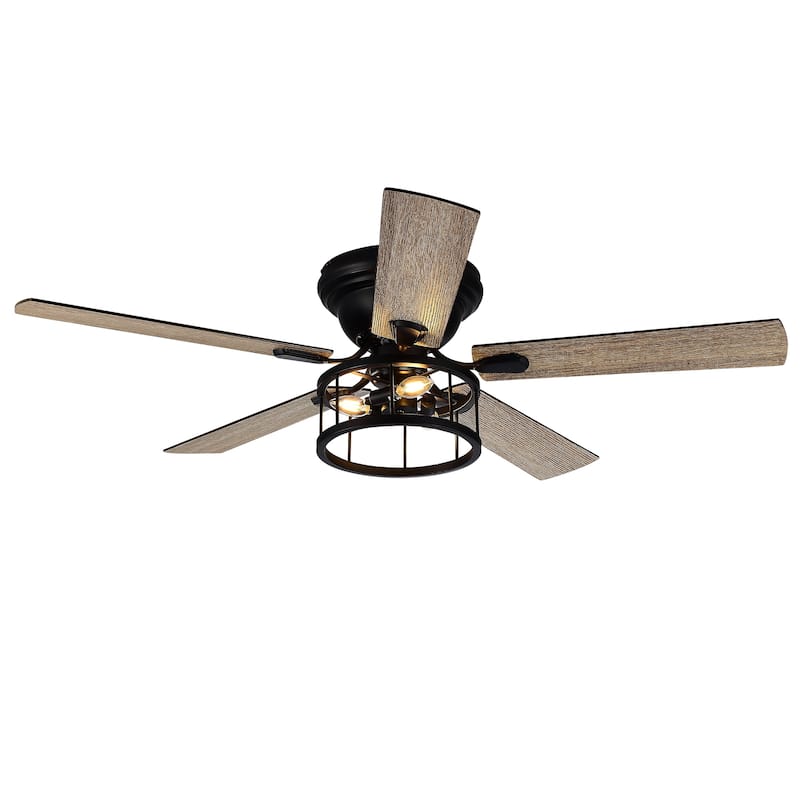 52-inch Indoor Matte Black Ceiling Fan with Light and Remote(5-blade)