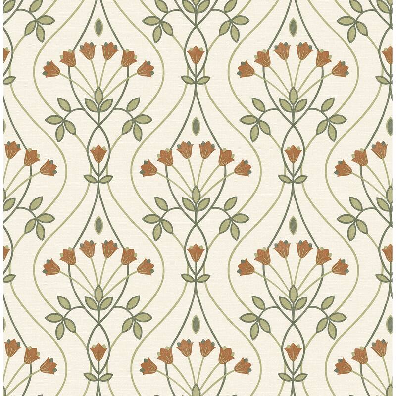 A-Street Prints Dard Green Tulip Ogee Wallpaper