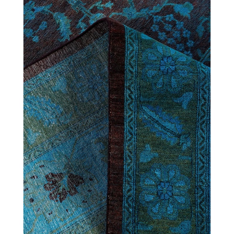 Fine Vibrance One-of-a-Kind Hand-Knotted Area Rug - Blue, 9' 0" x 11' 10" - 9' 0" x 11' 10"