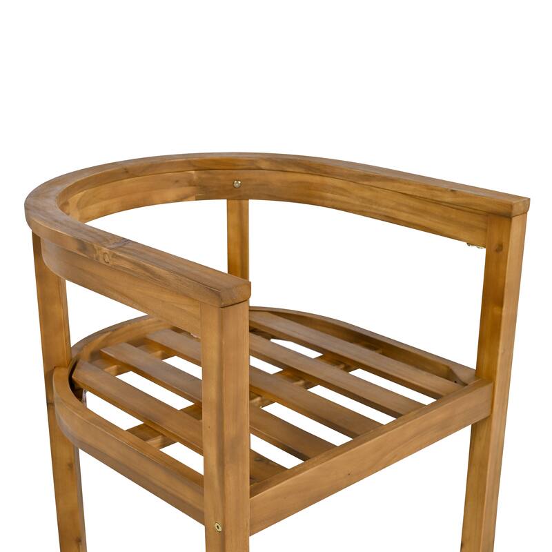 Christopher Knight Home - Harbor Teak Outdoor Acacia Wood 3-Piece Conversation Set with Cushioned Chairs and MGO Table