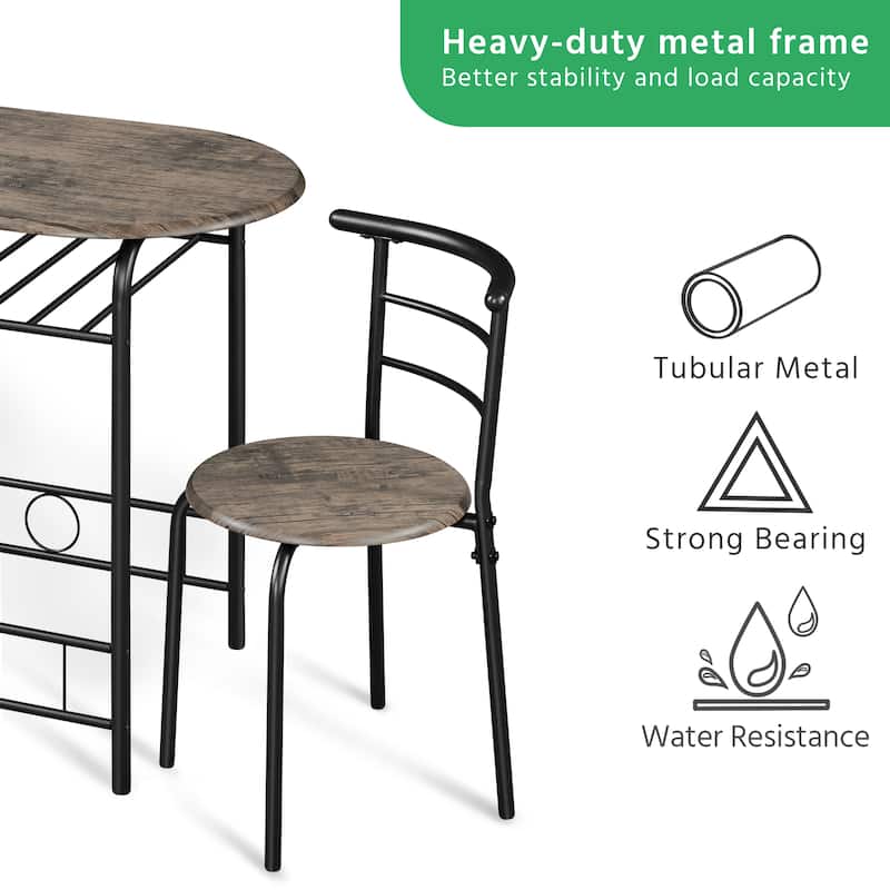 Yaheetech Modern Round Dining Table Set, 3 Piece Dining Room Sets for Kitchens, Apartments