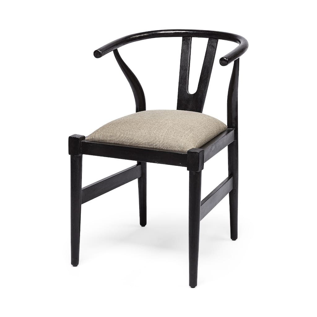 Upholstered Coastal Dining Chair with Cream Linen Seat and Solid Wood Frame Perfect for Any Room - 31”H x 22.5”W x 20”D