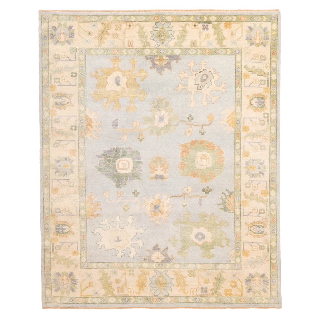 ECARPETGALLERY Hand-knotted Modern Oushak Light Blue Wool Rug - 8'3 x 10'0