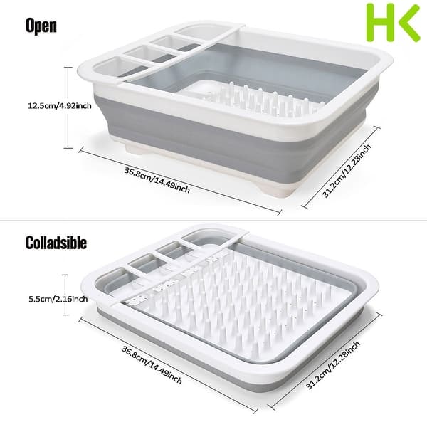 HK Dish Drying Rack Dish Drainer with Utensil Holder Antimicrobial  Multi-function Foldable Dish Rack, Suit for Bowls/Pla - M - Bed Bath &  Beyond - 32047814