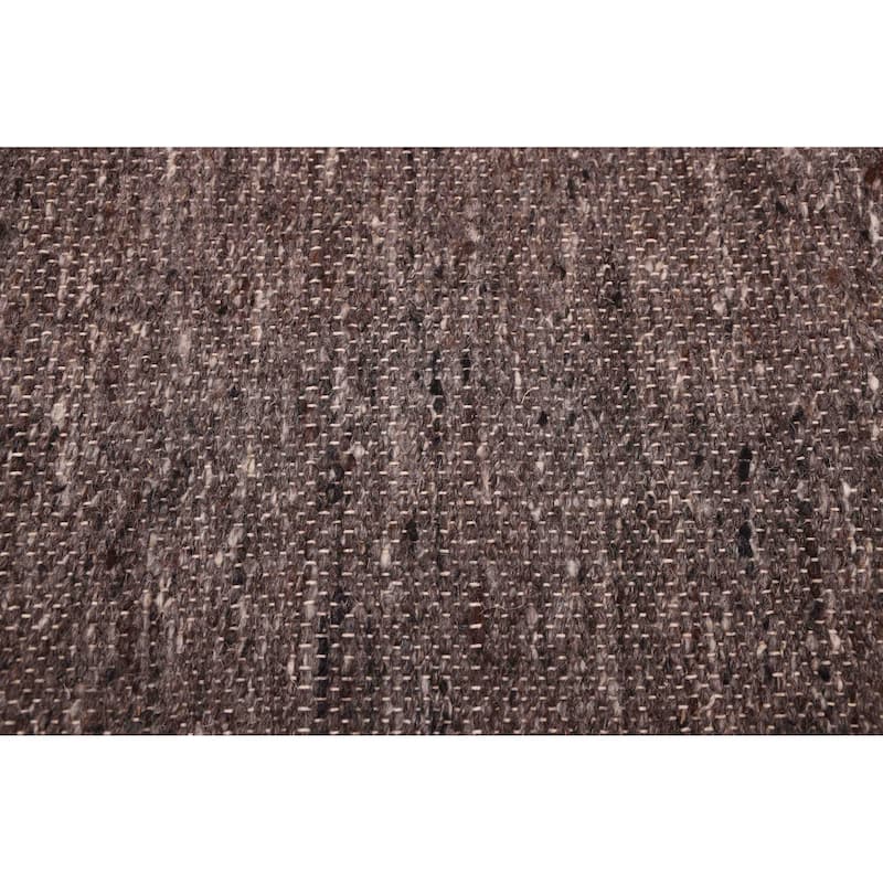 ECARPETGALLERY Flat-Weave Nevada Dark Grey Wool Kilim - 8'0 x 9'10