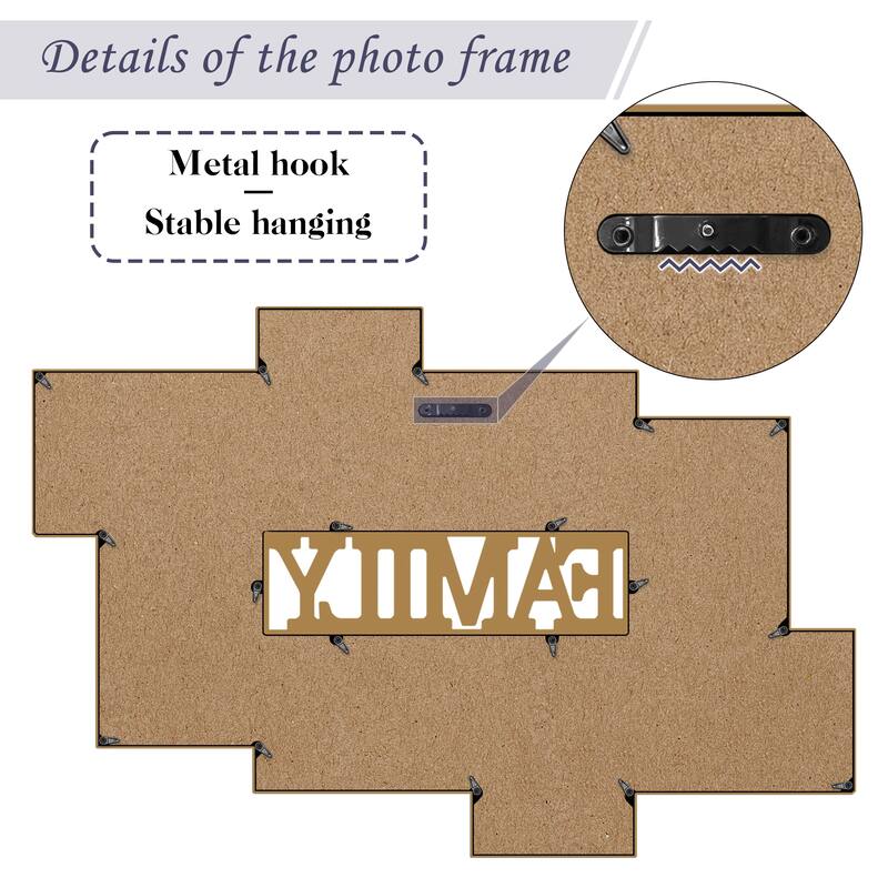 Holaura Family 8 Opening Family Picture Frames Collage Wall Decor for 4x6 Pictures Blacke