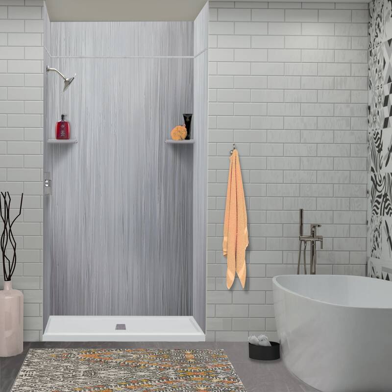 Transolid LWKX48368412 Lusso 96" H x 48" W x 36" D Three Wall Alcove - Glacier Grey