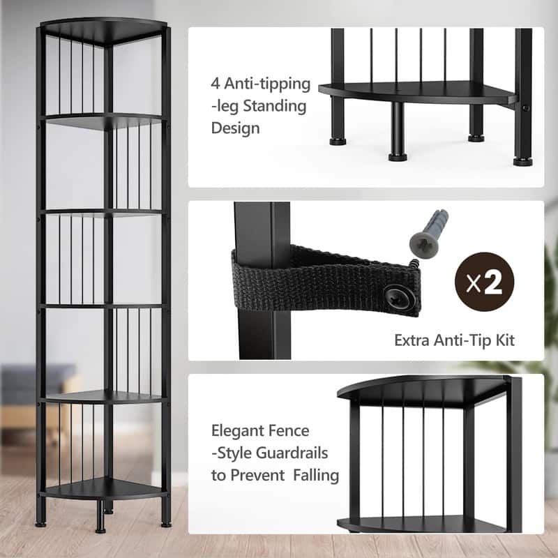 Corner Shelf Stand - 11.7"D x 11.7"W x 63"H