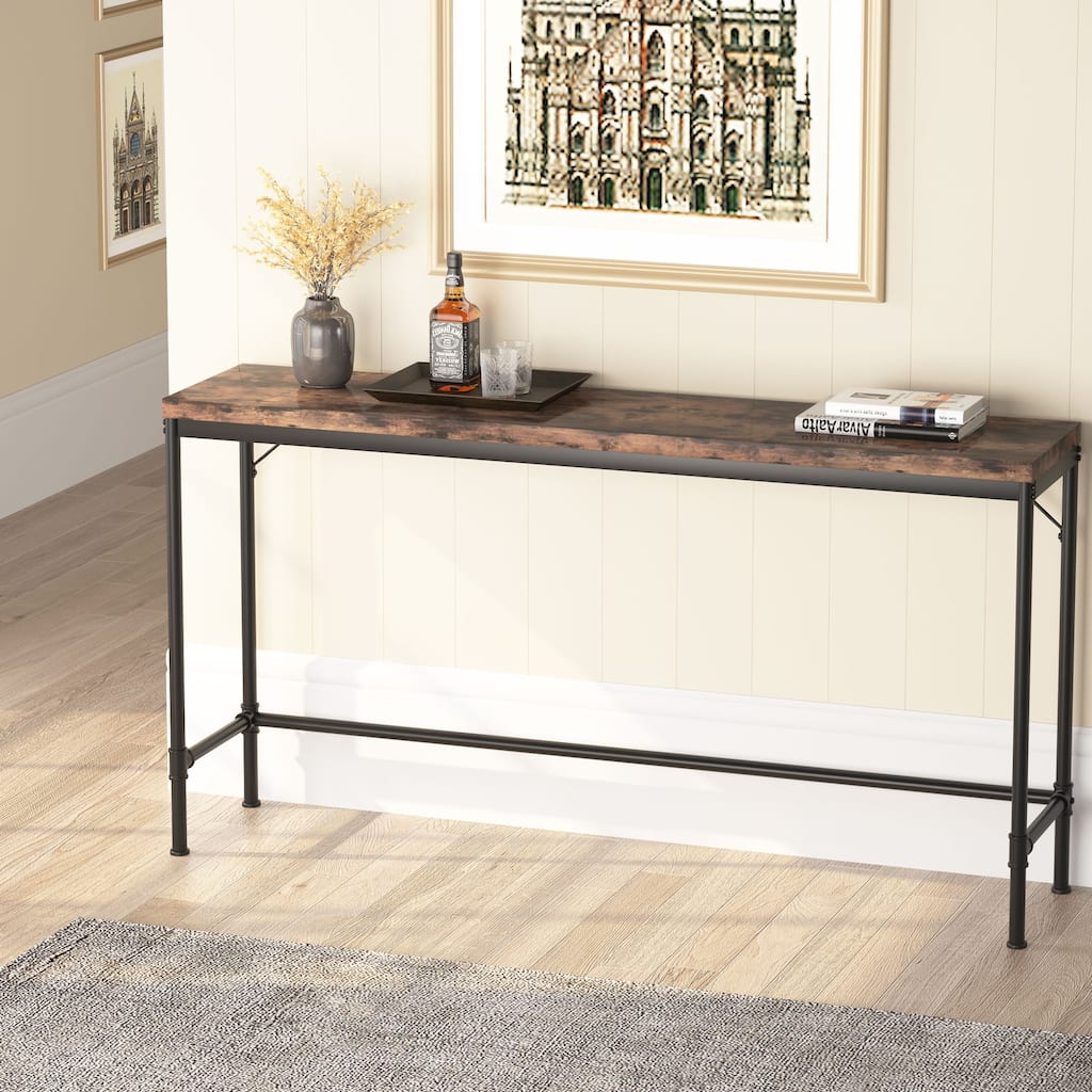 Narrow Console Table, Extra Long Industrial Sofa Table Hallway Table for Entryway
