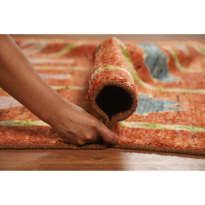 Moroccan Oriental Area Rug Handmade Geometric Wool Carpet - 6'9" x 9'9"