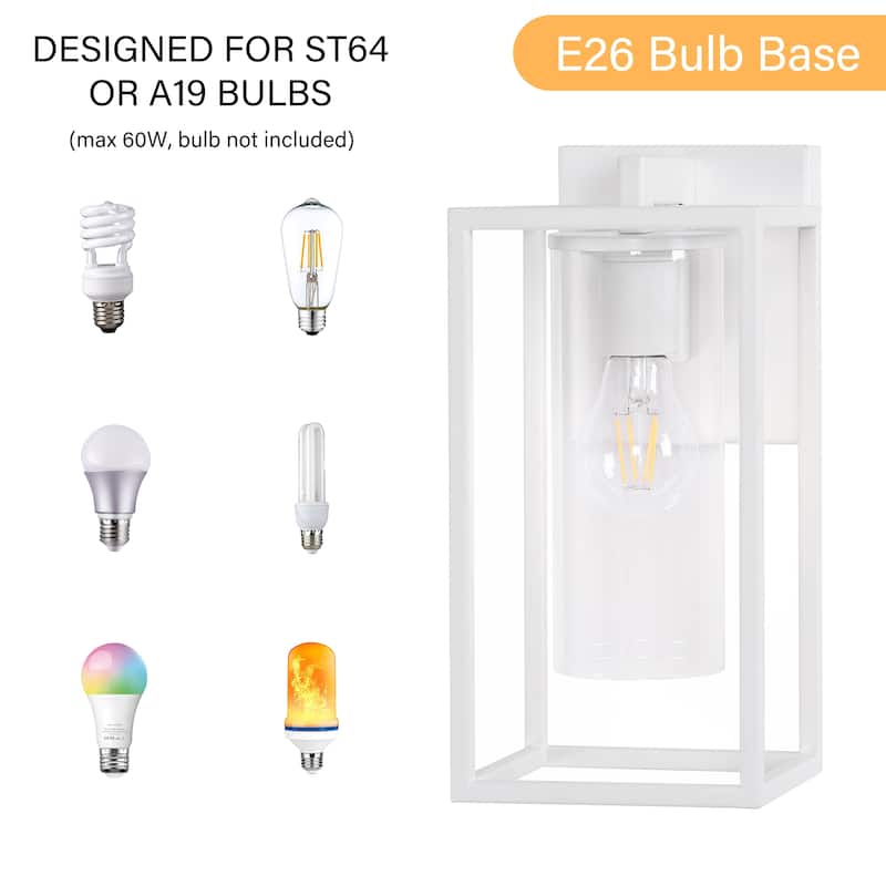 2 Pack Metal 1-Light Clear Glass Outdoor Wall Sconce Light