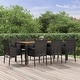 preview thumbnail 53 of 91, vidaXL 3 Piece Patio Dining Set with Cushions Black Poly Rattan - 18.9" x 21.7" x 34.6"