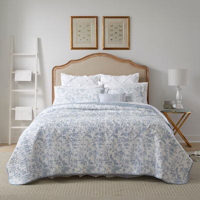 Laura Ashley Amberley Cotton Reversible Blue Quilt Set