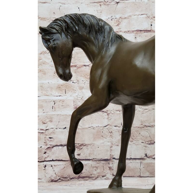 Show Horse Mare Hot Cast Bronze Statue Sculpture Equestrian Decor On Marble Base