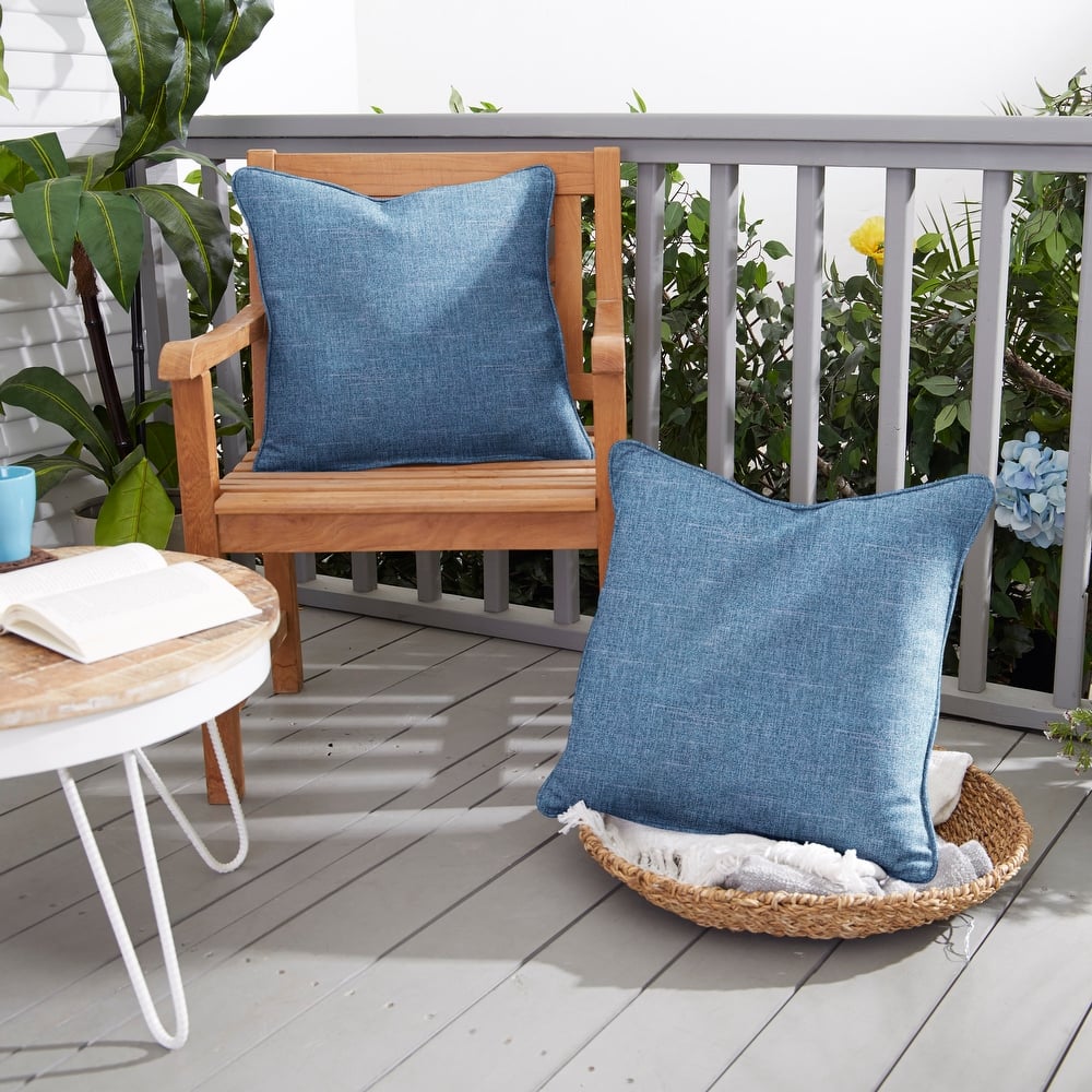 Blue Indoor/ Outdoor Corded Pillow Set (Set of 2)