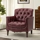 preview thumbnail 56 of 68, HULALA HOME Wemer Traditional Genuine Leather Armchair with Tufted Back BURGUNDY
