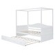 preview thumbnail 5 of 7, Twin Canopy Bed with Trundle, Wooden Twin Size Daybed Frame, Twin Sofa Bed, Platform Bed Frame for Kids, Teens, Adults, White