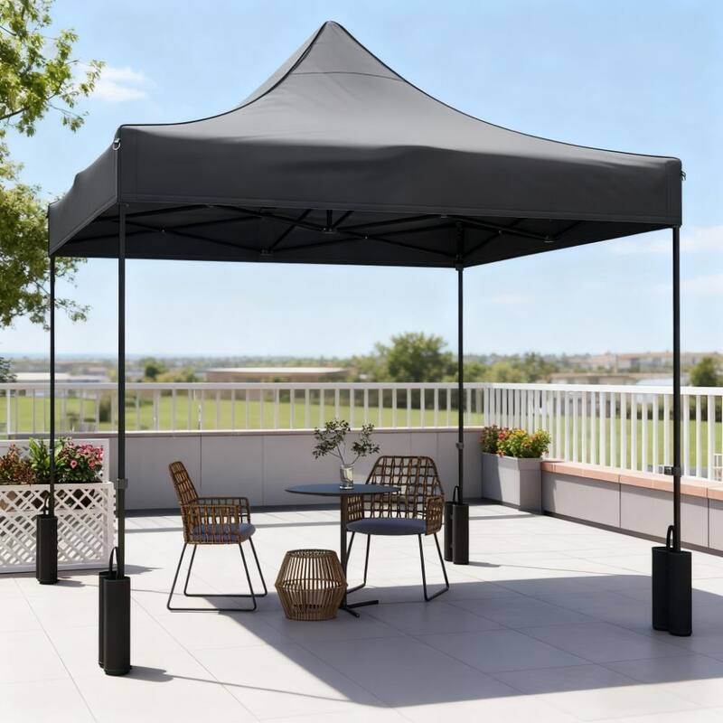 GDFStudio - Outdoor 10'x10' Easy Setup Pop Up Canopy Replacement Top with 4 Sand Bags & UPF50+ Oxford Fabric - Dark Gray