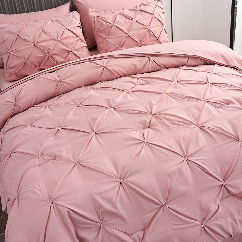 8 Piece Pintuck Comforter Set with Sheets