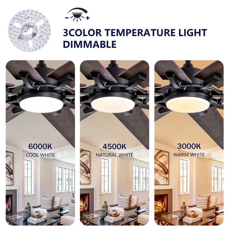 72" 8-blade Dual Finish Ceiling Fan w/ Remote Control, 6-speed Quiet DC