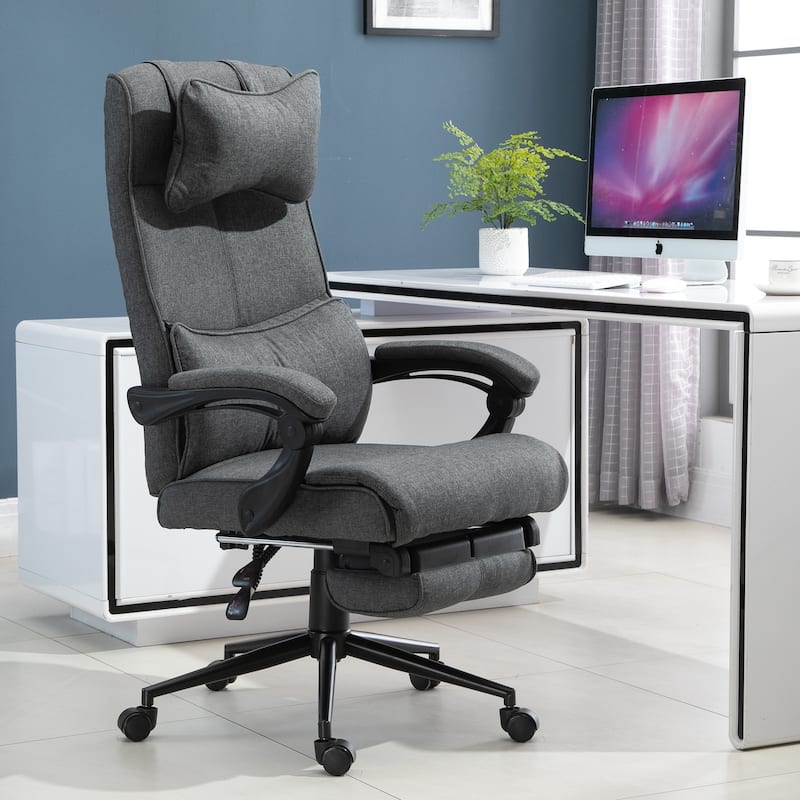 Vinsetto Reclining Home Office Chair Executive Adjustable Rolling Swivel Chair With Retractable Footrest