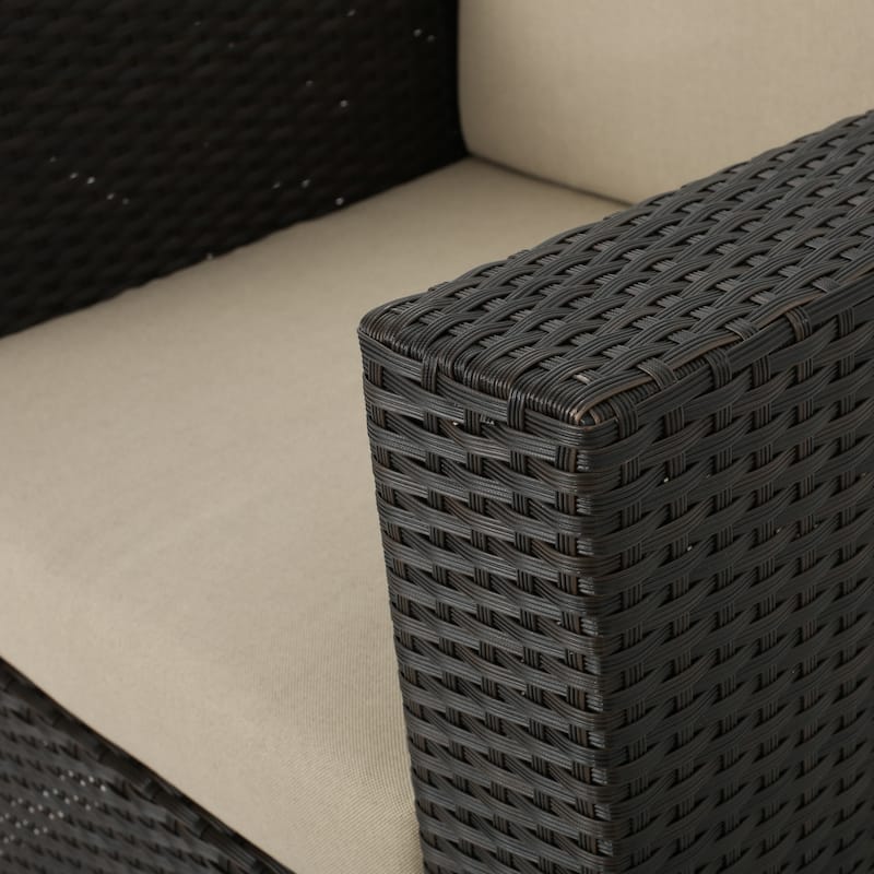 Puerta Outdoor 4-piece Wicker Swivel Chair Set with Square Firepit by Christopher Knight Home