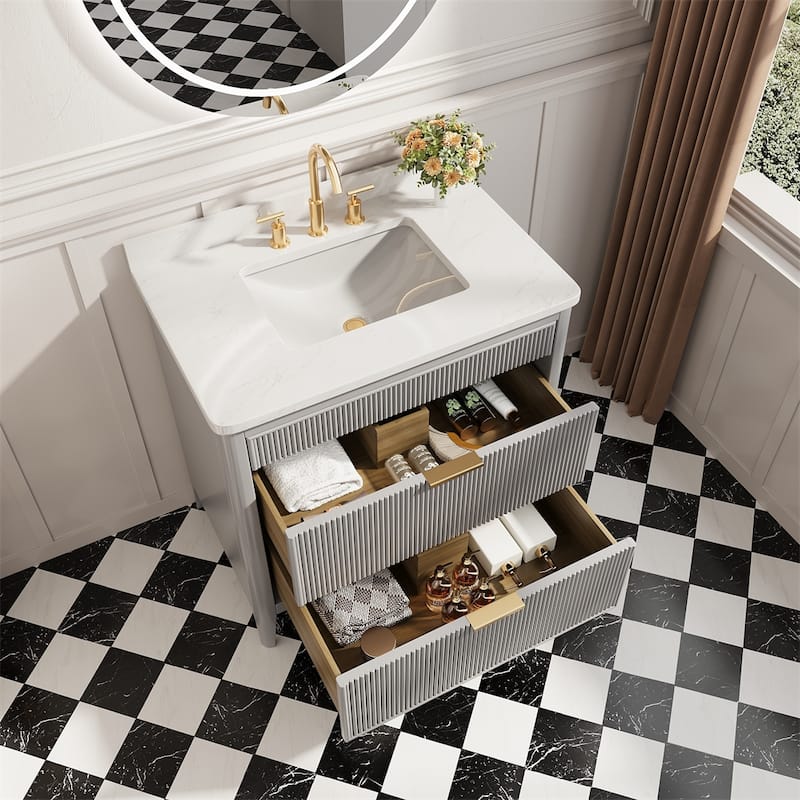 36'' Freestanding Single Sink Bathroom Vanity with Solid Wood