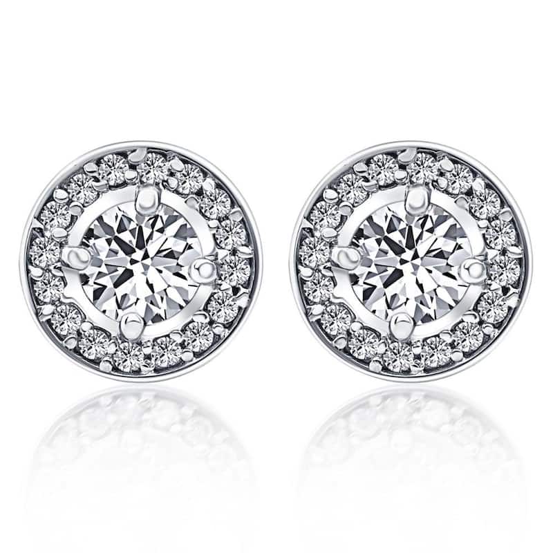 Bliss Diamond 5/8ct Halo Diamond Studs White Gold - White