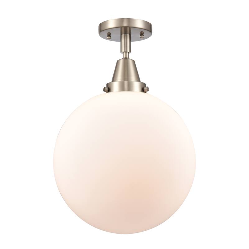 Innovations Lighting Caden Beacon - 1 Light 12" Flush Mount - Matte White/Brushed Satin Nickel