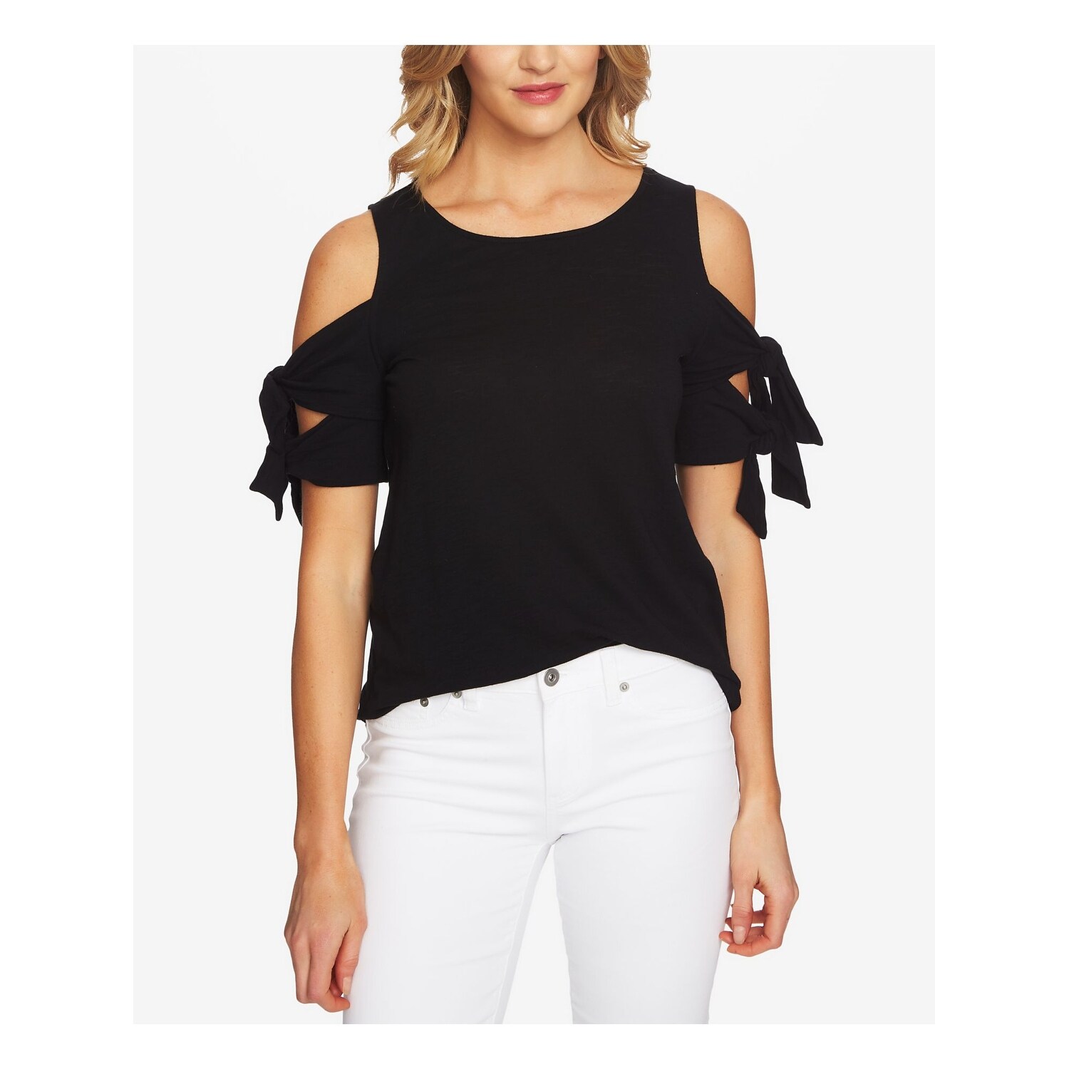 black cold shoulder top