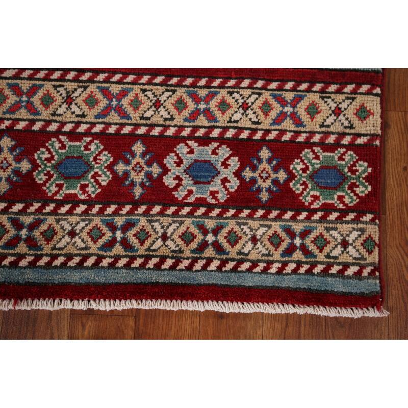 Oriental Multi-Color Kazak Area Rug Handmade Wool Carpet - 3'11" x 6'0"