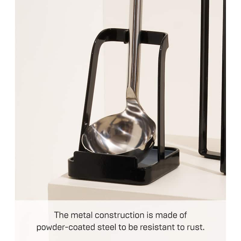 Yamazaki Home Lid and Ladle Stand, Steel - L 3.94 x W 3.94 x H 5.91 inches
